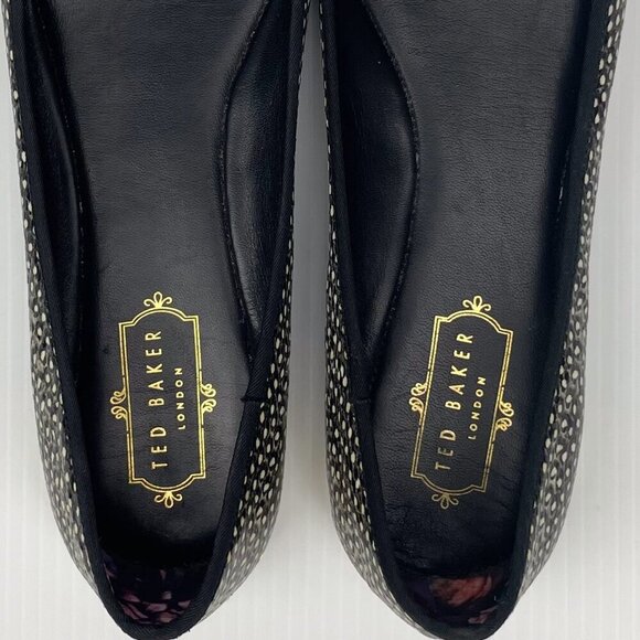 Ted Baker London balletcore bow IMME Textile leather black whiteballet flats s41 - Picture 9 of 9